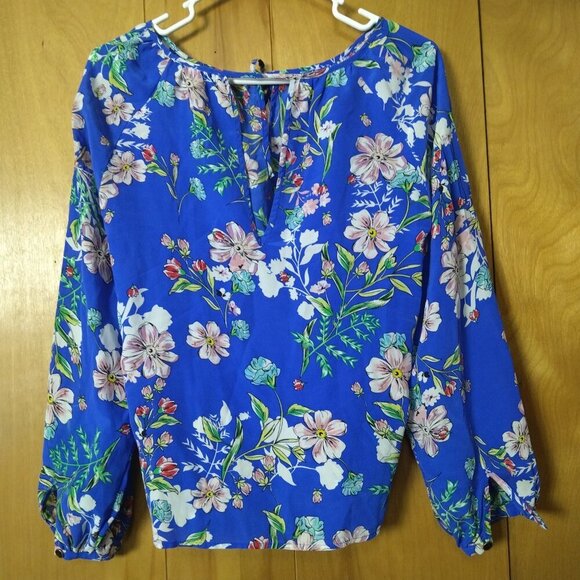 Sunday Funday Women's Small Floral Long Sleeve Pullover Blouse Boho Peasant - Picture 4 of 6
